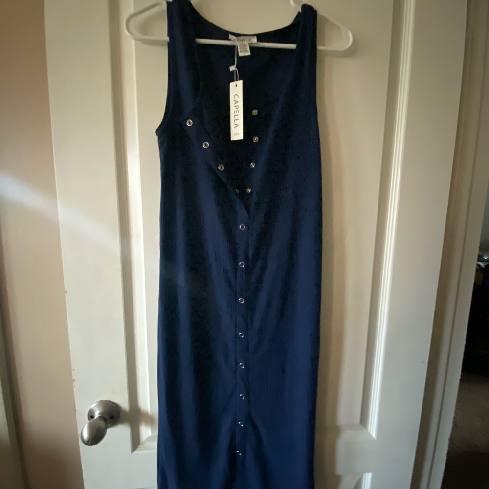 Blue knit dress